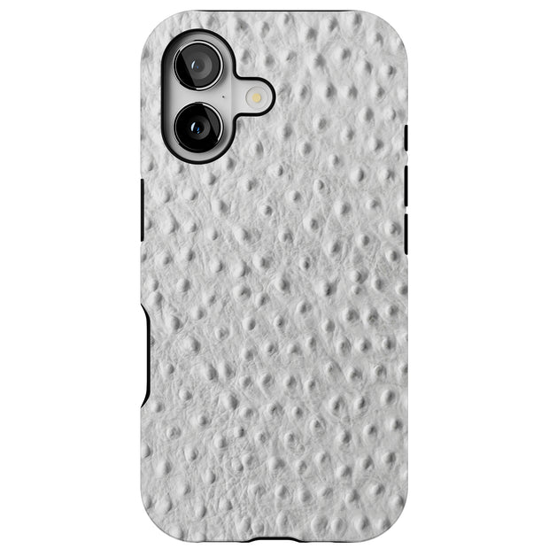 White Ostrich Tough Cases For Apple iPhone (17, 16, 15, 14, 13, 12, 11, X, SE, 8, 7/ Air, Plus, Pro, Max, Mini, XR, XS), Print in USA