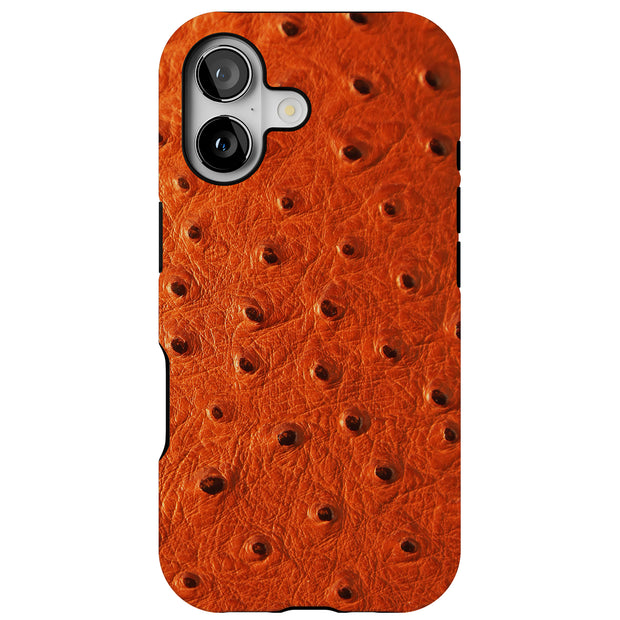Orange Ostrich Tough Cases For Apple iPhone (17, 16, 15, 14, 13, 12, 11, X, SE, 8, 7/ Air, Plus, Pro, Max, Mini, XR, XS), Print in USA