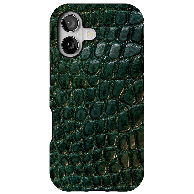 Green Alligator Tough Cases For Apple iPhone (17, 16, 15, 14, 13, 12, 11, X, SE, 8, 7/ Air, Plus, Pro, Max, Mini, XR, XS), Print in USA
