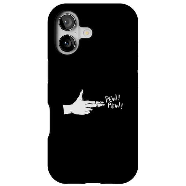 Pew Pew Hand Tough Cases For Apple iPhone (17, 16, 15, 14, 13, 12, 11, X, SE, 8, 7/ Air, Plus, Pro, Max, Mini, XR, XS), Print in USA
