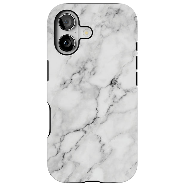 White Marble Tough Cases For Apple iPhone (17, 16, 15, 14, 13, 12, 11, X, SE, 8, 7/ Air, Plus, Pro, Max, Mini, XR, XS), Print in USA