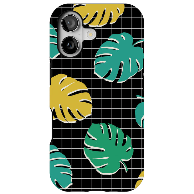 Tropical Leaves Tough Cases For Apple iPhone (17, 16, 15, 14, 13, 12, 11, X, SE, 8, 7/ Air, Plus, Pro, Max, Mini, XR, XS), Print in USA
