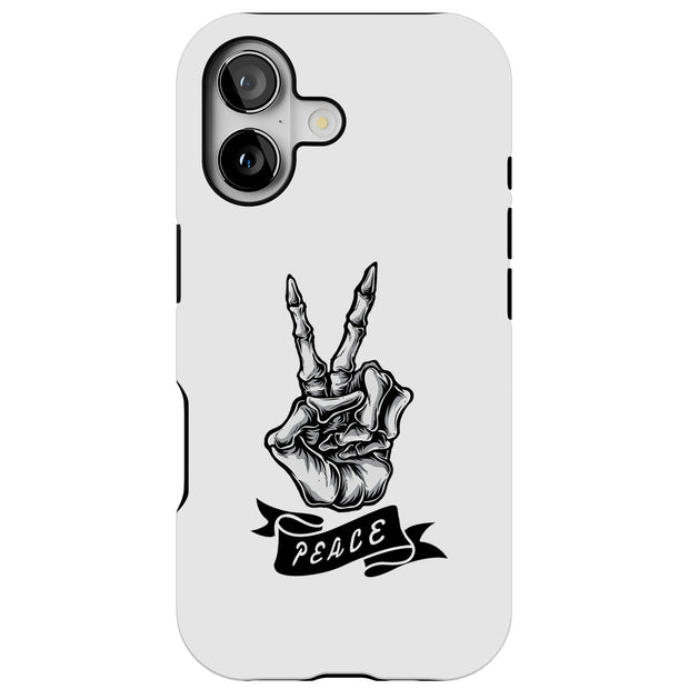 Peace Skeleton Tough Cases For Apple iPhone (17, 16, 15, 14, 13, 12, 11, X, SE, 8, 7/ Air, Plus, Pro, Max, Mini, XR, XS), Print in USA