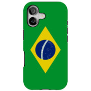Flag Brazil Tough Cases For Apple iPhone (17, 16, 15, 14, 13, 12, 11, X, SE, 8, 7/ Air, Plus, Pro, Max, Mini, XR, XS), Print in USA