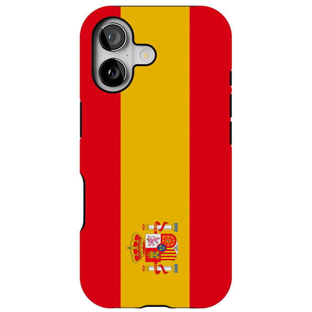 Flag Spain Tough Cases For Apple iPhone (17, 16, 15, 14, 13, 12, 11, X, SE, 8, 7/ Air, Plus, Pro, Max, Mini, XR, XS), Print in USA