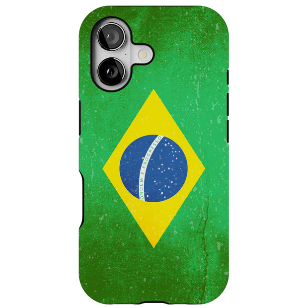 Old Flag Brazil Tough Cases For Apple iPhone (17, 16, 15, 14, 13, 12, 11, X, SE, 8, 7/ Air, Plus, Pro, Max, Mini, XR, XS), Print in USA