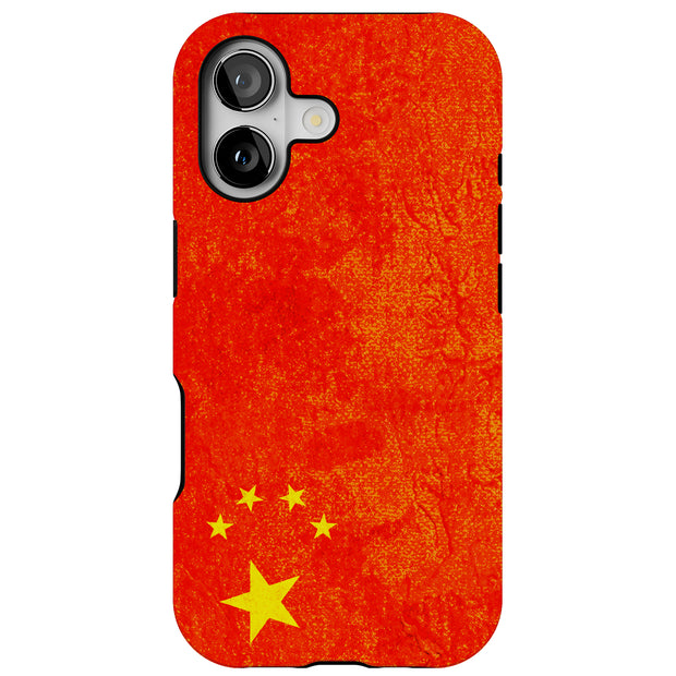 Old Flag China Tough Cases For Apple iPhone (17, 16, 15, 14, 13, 12, 11, X, SE, 8, 7/ Air, Plus, Pro, Max, Mini, XR, XS), Print in USA