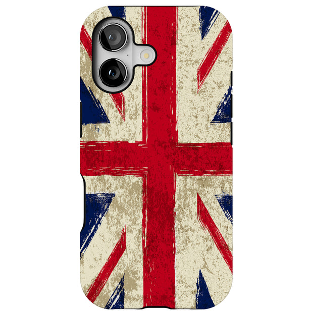 Old UK Flag Tough Cases For Apple iPhone (17, 16, 15, 14, 13, 12, 11, X, SE, 8, 7/ Air, Plus, Pro, Max, Mini, XR, XS), Print in USA