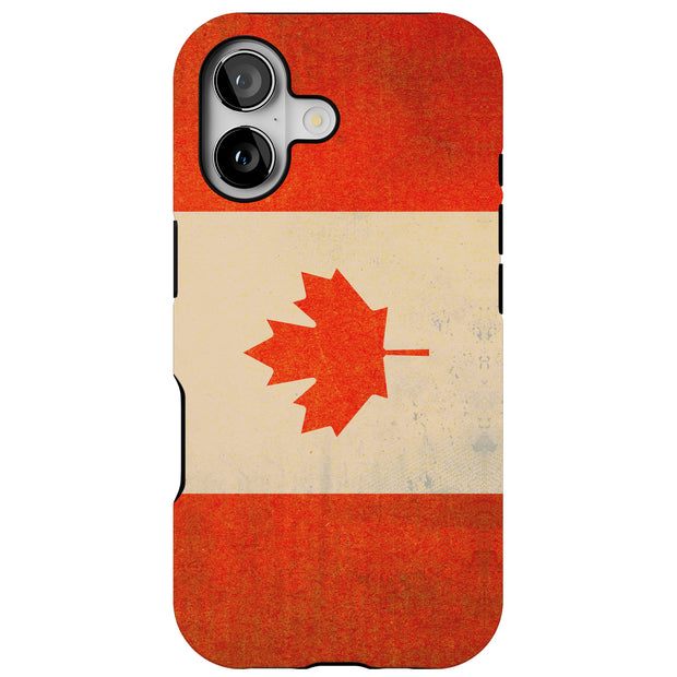 Old Flag Canada Tough Cases For Apple iPhone (17, 16, 15, 14, 13, 12, 11, X, SE, 8, 7/ Air, Plus, Pro, Max, Mini, XR, XS), Print in USA