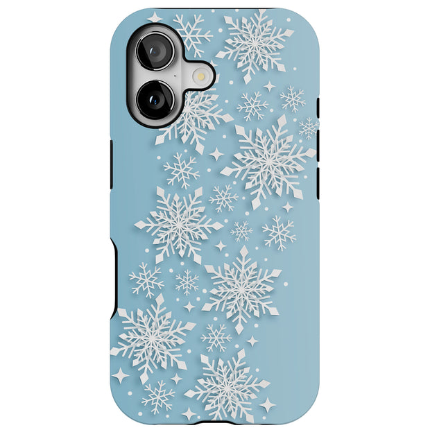 Snowflake Blue Tough Cases For Apple iPhone (17, 16, 15, 14, 13, 12, 11, X, SE, 8, 7/ Air, Plus, Pro, Max, Mini, XR, XS), Print in USA