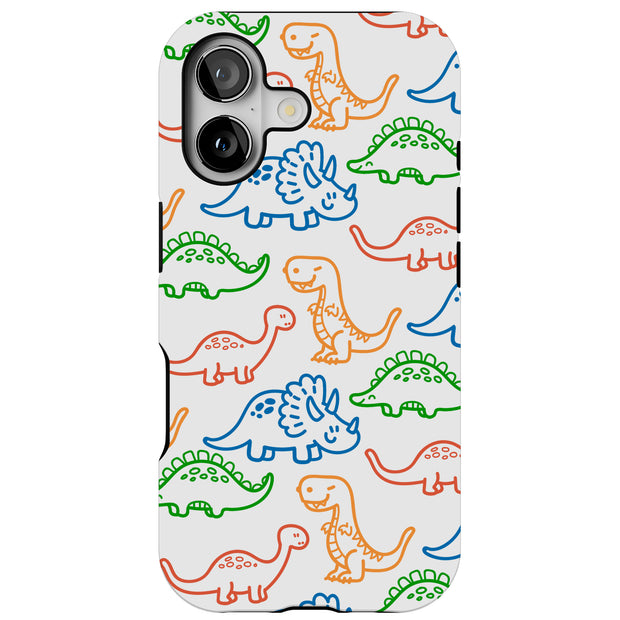 Dinosaur Cute 3 Tough Cases For Apple iPhone (17, 16, 15, 14, 13, 12, 11, X, SE, 8, 7/ Air, Plus, Pro, Max, Mini, XR, XS), Print in USA