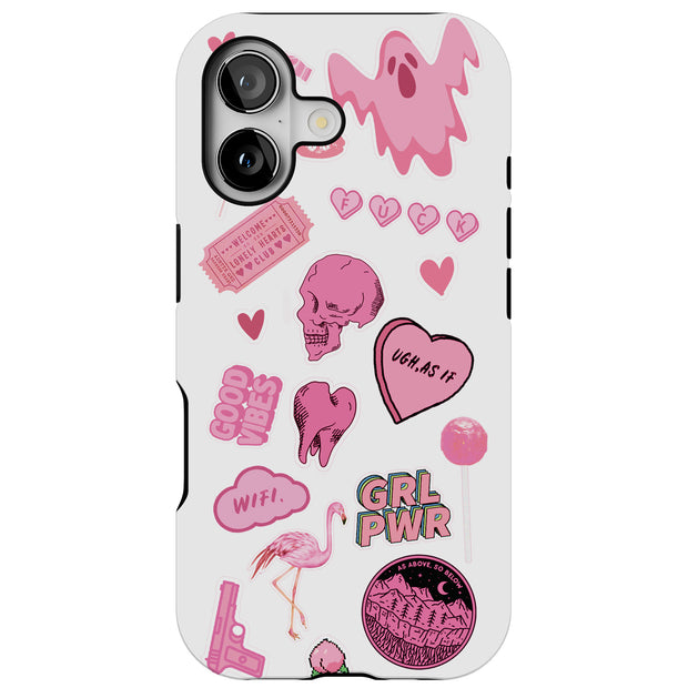 Skull Collage Tough Cases For Apple iPhone (17, 16, 15, 14, 13, 12, 11, X, SE, 8, 7/ Air, Plus, Pro, Max, Mini, XR, XS), Print in USA