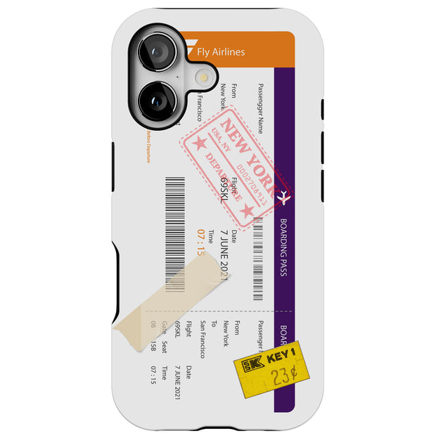 Boarding Pass  Tough Cases For Apple iPhone (17, 16, 15, 14, 13, 12, 11, X, SE, 8, 7/ Air, Plus, Pro, Max, Mini, XR, XS), Print in USA