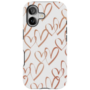 Brown Hearts Tough Cases For Apple iPhone (17, 16, 15, 14, 13, 12, 11, X, SE, 8, 7/ Air, Plus, Pro, Max, Mini, XR, XS), Print in USA