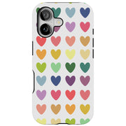 Colorful Hearts Tough Cases For Apple iPhone (17, 16, 15, 14, 13, 12, 11, X, SE, 8, 7/ Air, Plus, Pro, Max, Mini, XR, XS), Print in USA