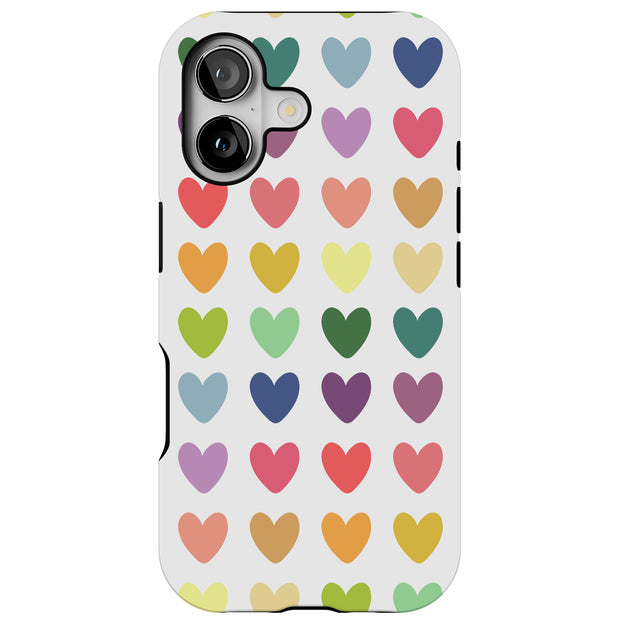Colorful Hearts Tough Cases For Apple iPhone (17, 16, 15, 14, 13, 12, 11, X, SE, 8, 7/ Air, Plus, Pro, Max, Mini, XR, XS), Print in USA