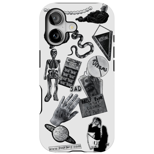 Grunge Collage4 Tough Cases For Apple iPhone (17, 16, 15, 14, 13, 12, 11, X, SE, 8, 7/ Air, Plus, Pro, Max, Mini, XR, XS), Print in USA