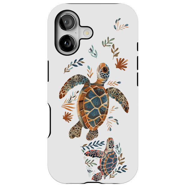 Sea Turtle Art Tough Cases For Apple iPhone (17, 16, 15, 14, 13, 12, 11, X, SE, 8, 7/ Air, Plus, Pro, Max, Mini, XR, XS), Print in USA