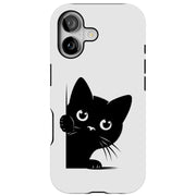 Cute Peek Cat 1 Tough Cases For Apple iPhone (17, 16, 15, 14, 13, 12, 11, X, SE, 8, 7/ Air, Plus, Pro, Max, Mini, XR, XS), Print in USA