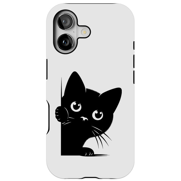 Cute Peek Cat 1 Tough Cases For Apple iPhone (17, 16, 15, 14, 13, 12, 11, X, SE, 8, 7/ Air, Plus, Pro, Max, Mini, XR, XS), Print in USA