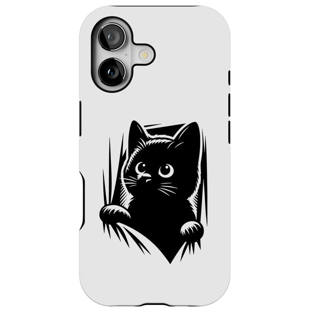 Cute Peek Cat 2 Tough Cases For Apple iPhone (17, 16, 15, 14, 13, 12, 11, X, SE, 8, 7/ Air, Plus, Pro, Max, Mini, XR, XS), Print in USA