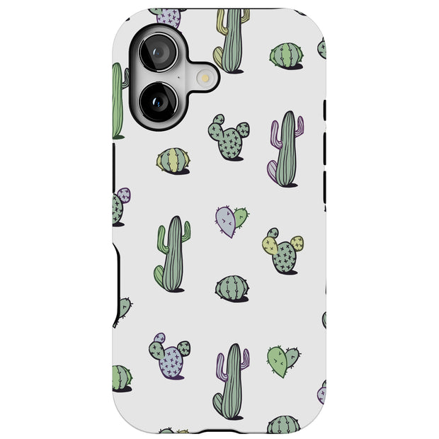 Cacti Pattern Tough Cases For Apple iPhone (17, 16, 15, 14, 13, 12, 11, X, SE, 8, 7/ Air, Plus, Pro, Max, Mini, XR, XS), Print in USA
