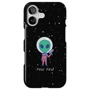 Pew Pew Alien Tough Cases For Apple iPhone (17, 16, 15, 14, 13, 12, 11, X, SE, 8, 7/ Air, Plus, Pro, Max, Mini, XR, XS), Print in USA
