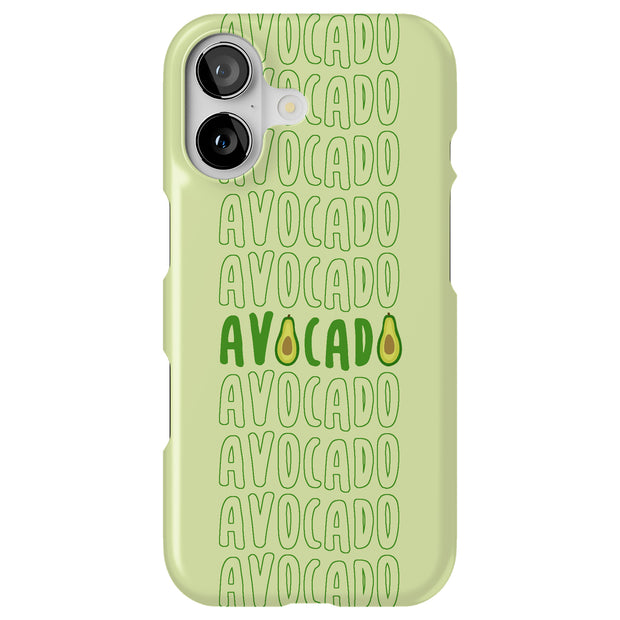 Avocado Text  Tough Cases For Apple iPhone (17, 16, 15, 14, 13, 12, 11, X, SE, 8, 7/ Air, Plus, Pro, Max, Mini, XR, XS), Print in USA