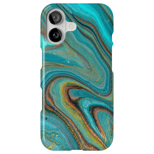 Gold Blu Marble Tough Cases For Apple iPhone (17, 16, 15, 14, 13, 12, 11, X, SE, 8, 7/ Air, Plus, Pro, Max, Mini, XR, XS), Print in USA
