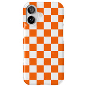 Orange Checker Tough Cases For Apple iPhone (17, 16, 15, 14, 13, 12, 11, X, SE, 8, 7/ Air, Plus, Pro, Max, Mini, XR, XS), Print in USA