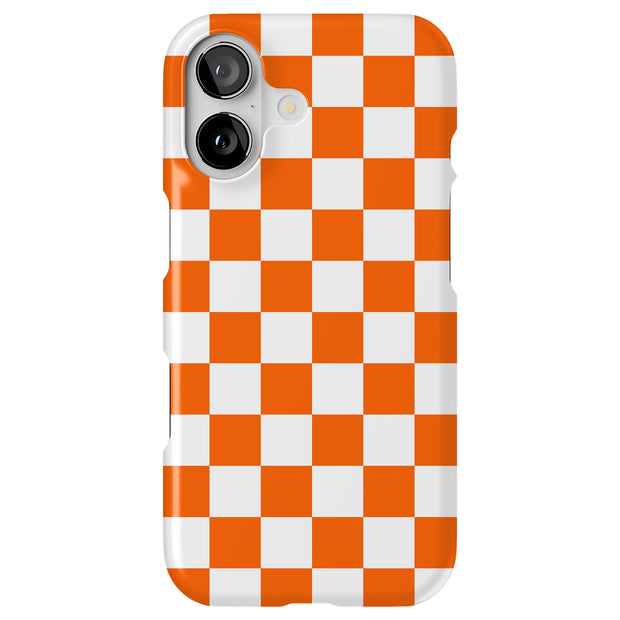 Orange Checker Tough Cases For Apple iPhone (17, 16, 15, 14, 13, 12, 11, X, SE, 8, 7/ Air, Plus, Pro, Max, Mini, XR, XS), Print in USA