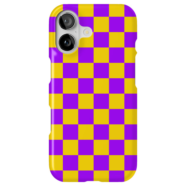 Yellow Checker Tough Cases For Apple iPhone (17, 16, 15, 14, 13, 12, 11, X, SE, 8, 7/ Air, Plus, Pro, Max, Mini, XR, XS), Print in USA