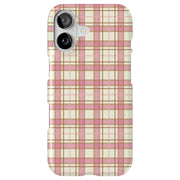 Pink Plaid Line Tough Cases For Apple iPhone (17, 16, 15, 14, 13, 12, 11, X, SE, 8, 7/ Air, Plus, Pro, Max, Mini, XR, XS), Print in USA