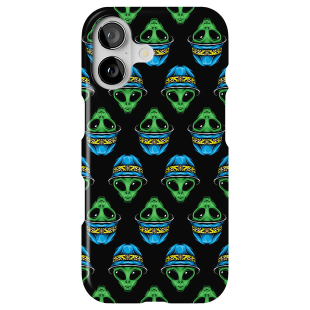 Alien wear Hat Tough Cases For Apple iPhone (17, 16, 15, 14, 13, 12, 11, X, SE, 8, 7/ Air, Plus, Pro, Max, Mini, XR, XS), Print in USA