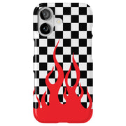 Checkers Flame Tough Cases For Apple iPhone (17, 16, 15, 14, 13, 12, 11, X, SE, 8, 7/ Air, Plus, Pro, Max, Mini, XR, XS), Print in USA