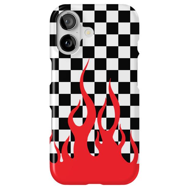 Checkers Flame Tough Cases For Apple iPhone (17, 16, 15, 14, 13, 12, 11, X, SE, 8, 7/ Air, Plus, Pro, Max, Mini, XR, XS), Print in USA