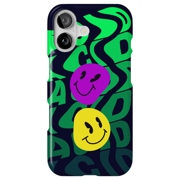 Acid Smile Face Tough Cases For Apple iPhone (17, 16, 15, 14, 13, 12, 11, X, SE, 8, 7/ Air, Plus, Pro, Max, Mini, XR, XS), Print in USA