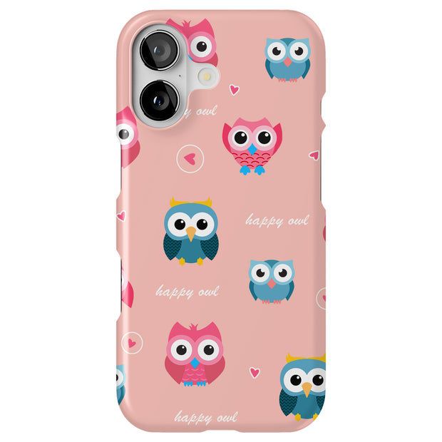 Cute Happy Owl Tough Cases For Apple iPhone (17, 16, 15, 14, 13, 12, 11, X, SE, 8, 7/ Air, Plus, Pro, Max, Mini, XR, XS), Print in USA