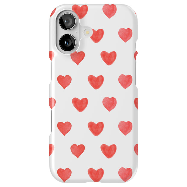 Red Love Hearts Tough Cases For Apple iPhone (17, 16, 15, 14, 13, 12, 11, X, SE, 8, 7/ Air, Plus, Pro, Max, Mini, XR, XS), Print in USA