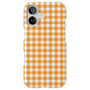 Orange Plaid Tough Cases For Apple iPhone (17, 16, 15, 14, 13, 12, 11, X, SE, 8, 7/ Air, Plus, Pro, Max, Mini, XR, XS), Print in USA