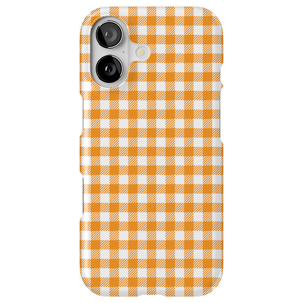 Orange Plaid Tough Cases For Apple iPhone (17, 16, 15, 14, 13, 12, 11, X, SE, 8, 7/ Air, Plus, Pro, Max, Mini, XR, XS), Print in USA