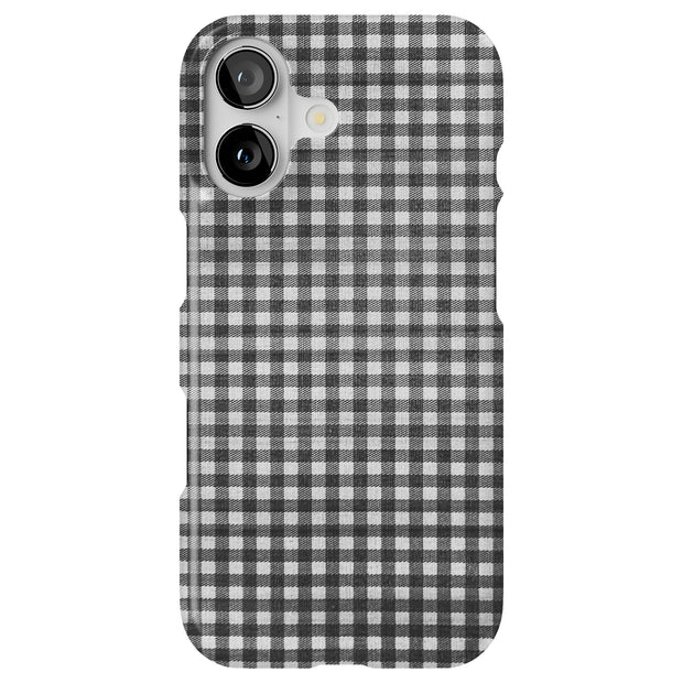 Black Plaid Tough Cases For Apple iPhone (17, 16, 15, 14, 13, 12, 11, X, SE, 8, 7/ Air, Plus, Pro, Max, Mini, XR, XS), Print in USA