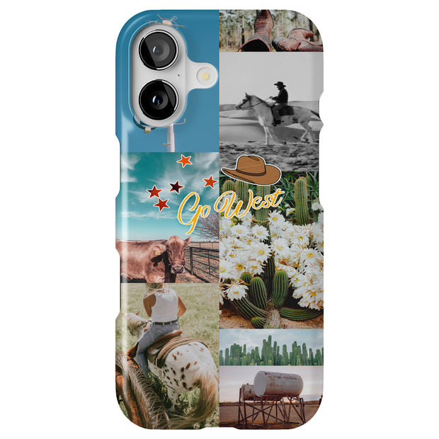 Go West Collage Tough Cases For Apple iPhone (17, 16, 15, 14, 13, 12, 11, X, SE, 8, 7/ Air, Plus, Pro, Max, Mini, XR, XS), Print in USA