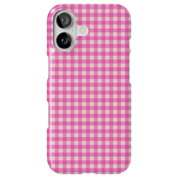 Pink Gingham Tough Cases For Apple iPhone (17, 16, 15, 14, 13, 12, 11, X, SE, 8, 7/ Air, Plus, Pro, Max, Mini, XR, XS), Print in USA