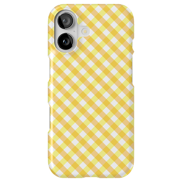Yellow Gingham Tough Cases For Apple iPhone (17, 16, 15, 14, 13, 12, 11, X, SE, 8, 7/ Air, Plus, Pro, Max, Mini, XR, XS), Print in USA