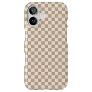 Beige Gingham Tough Cases For Apple iPhone (17, 16, 15, 14, 13, 12, 11, X, SE, 8, 7/ Air, Plus, Pro, Max, Mini, XR, XS), Print in USA