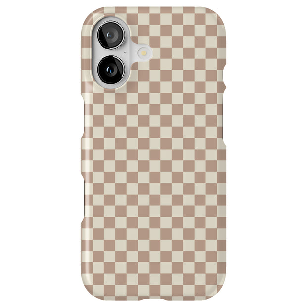 Beige Gingham Tough Cases For Apple iPhone (17, 16, 15, 14, 13, 12, 11, X, SE, 8, 7/ Air, Plus, Pro, Max, Mini, XR, XS), Print in USA
