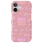 Girls Pink Tough Cases For Apple iPhone (17, 16, 15, 14, 13, 12, 11, X, SE, 8, 7/ Air, Plus, Pro, Max, Mini, XR, XS), Print in USA