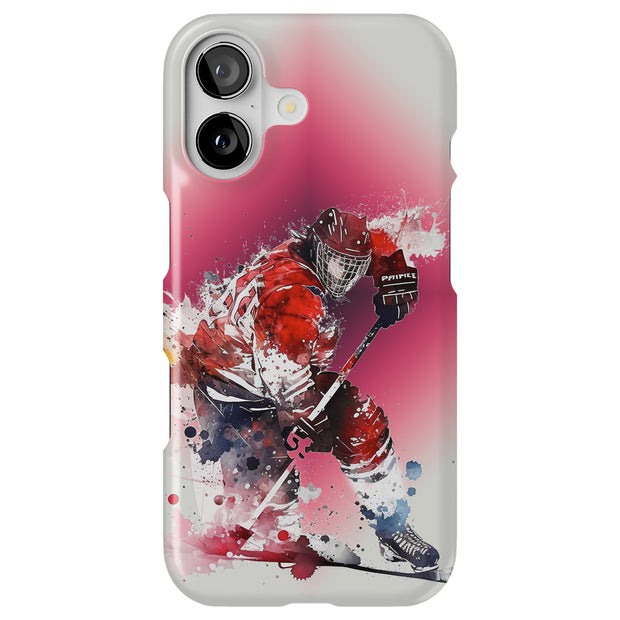 Hockey Painting Tough Cases For Apple iPhone (17, 16, 15, 14, 13, 12, 11, X, SE, 8, 7/ Air, Plus, Pro, Max, Mini, XR, XS), Print in USA