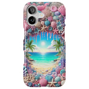 Seashells Beach Tough Cases For Apple iPhone (17, 16, 15, 14, 13, 12, 11, X, SE, 8, 7/ Air, Plus, Pro, Max, Mini, XR, XS), Print in USA